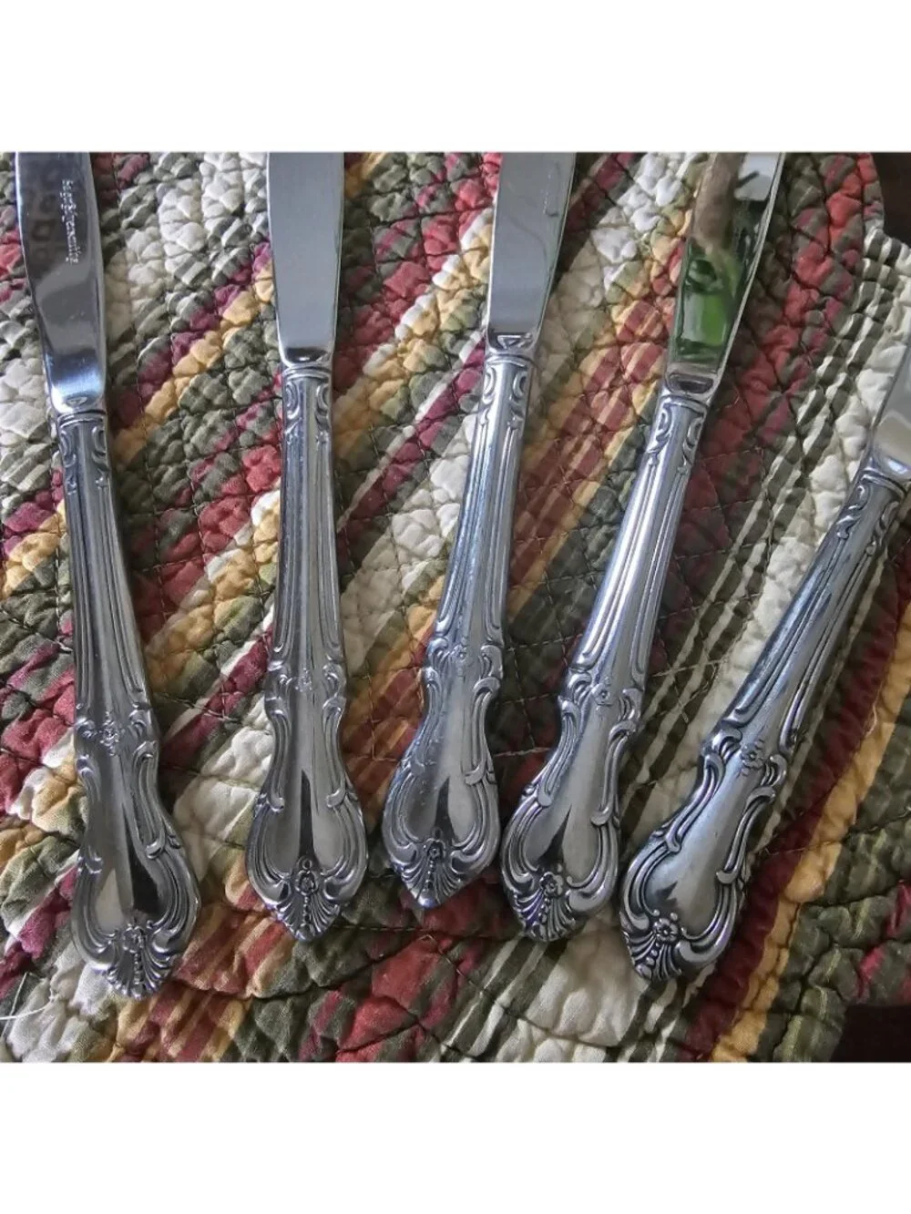 Vintage Salem Silversmith Victoria Dinner Knives Set of 5 Stainless Japan VTG